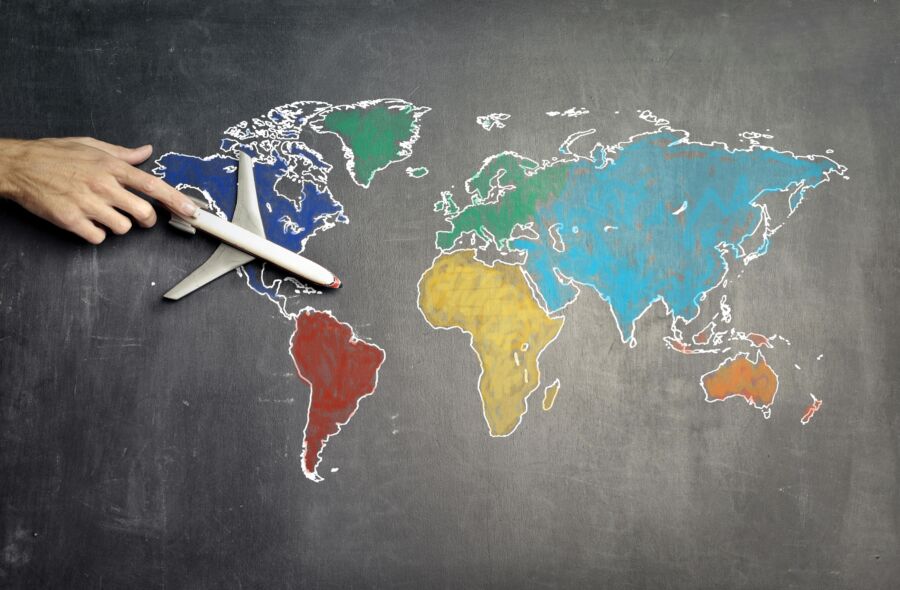world map blackboard