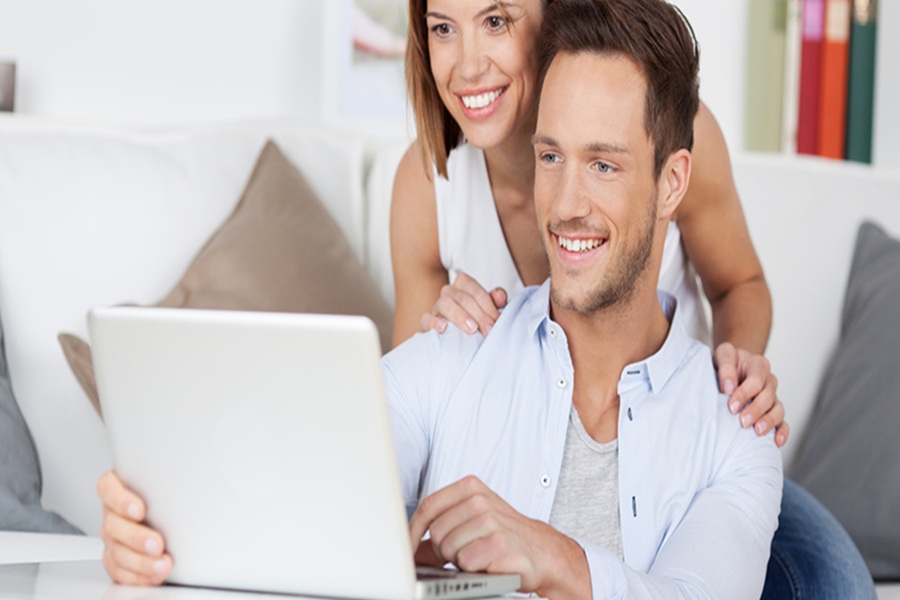 young couple on couch