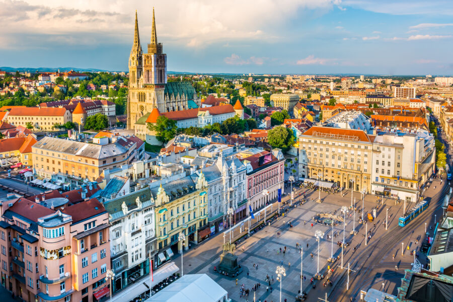 Zagreb aerial view Croatia capital.
