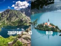 Zakopane mountains vs Lake Bled travel: Polish Tatra peaks and Slovenian island.